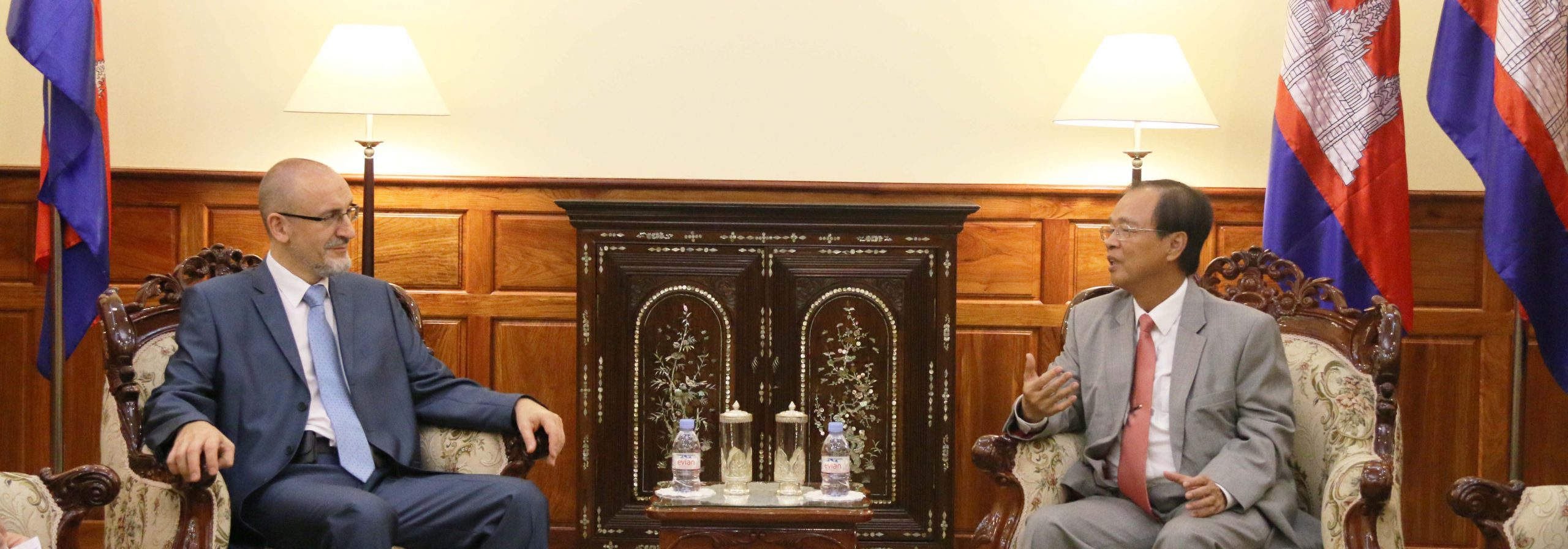 A Courtesy Call on H.E. Minister Tram Iv Tek by H.E. Valery KHODZHAEV, the Russian Federation Ambassador to Cambodia