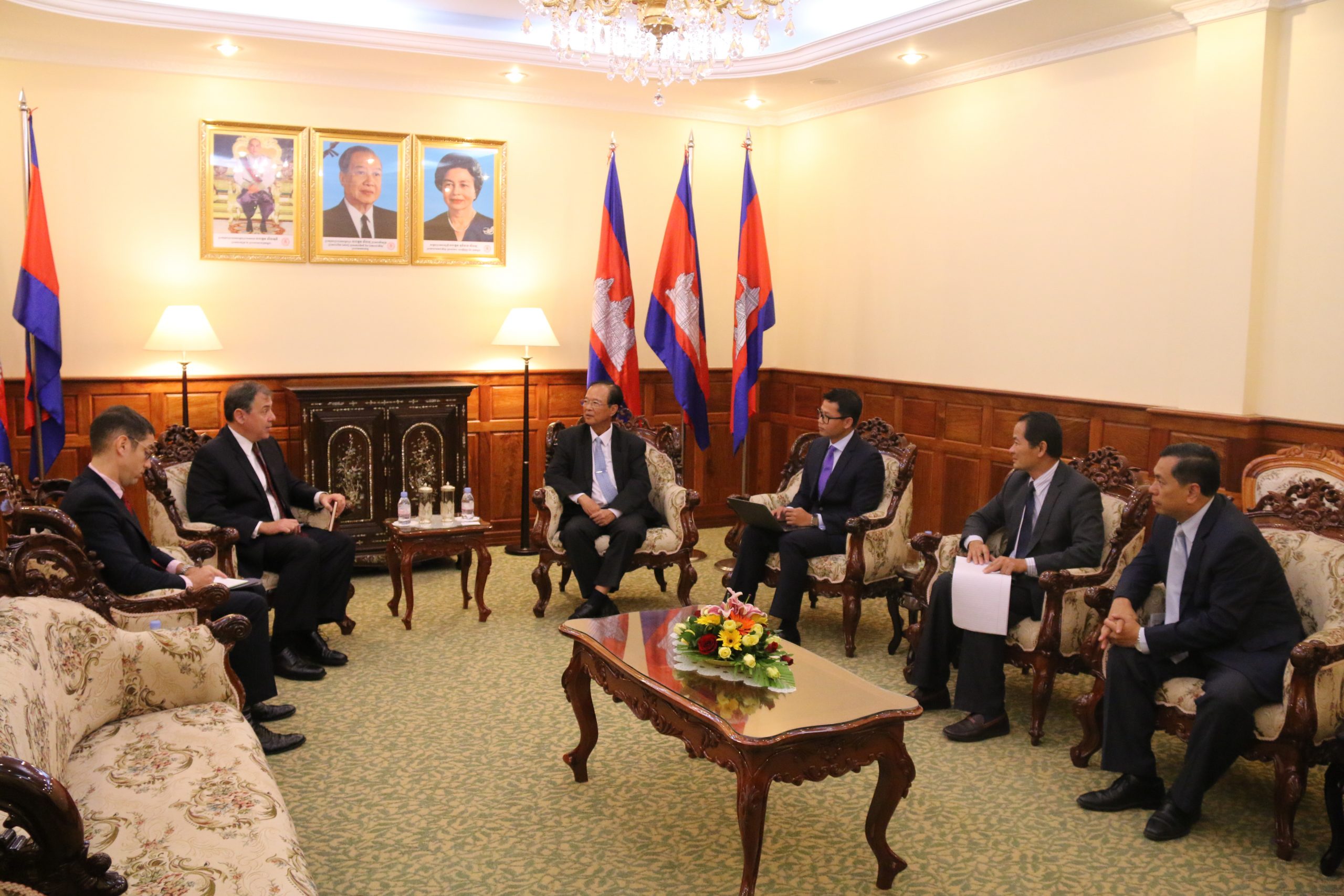 A Courtesy Call on H.E. Minister Tram Iv Tek by H.E. William (Bill) A. Heidt, US Ambassador to the Kingdom of Cambodia.