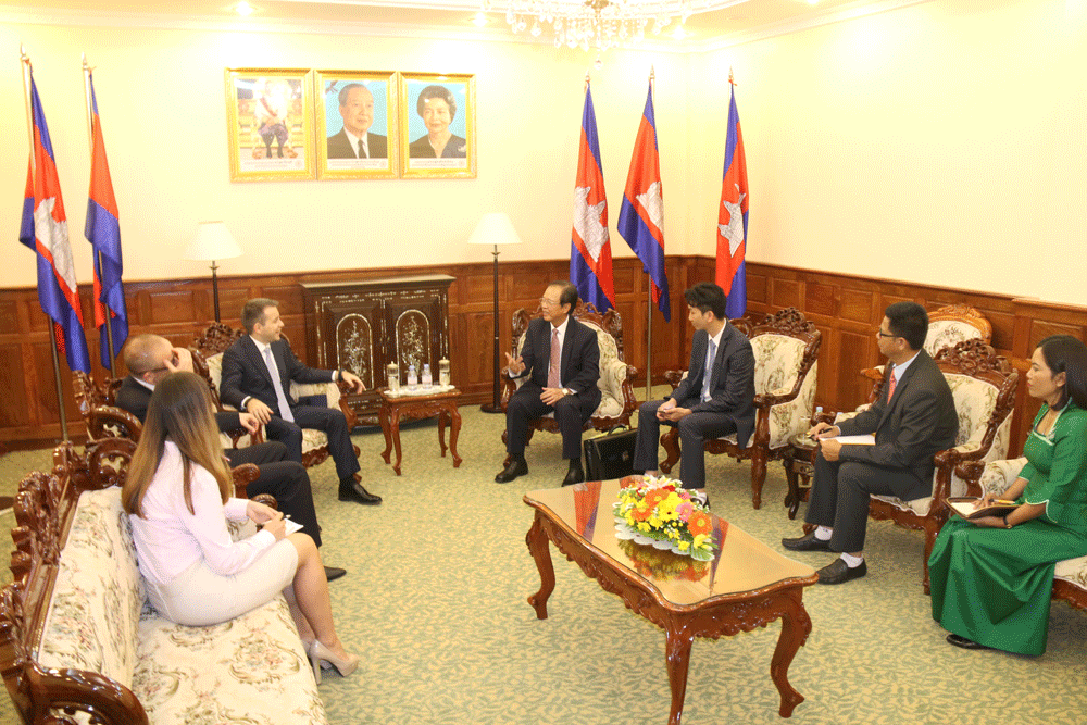 A Courtesy Call on H.E. Minister Tram Iv Tek by H.E.  Nikolay Nikiforov.